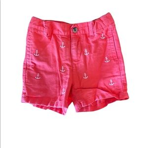 Linen and cotton blend Janie and jack shorts with white embroidered anchors